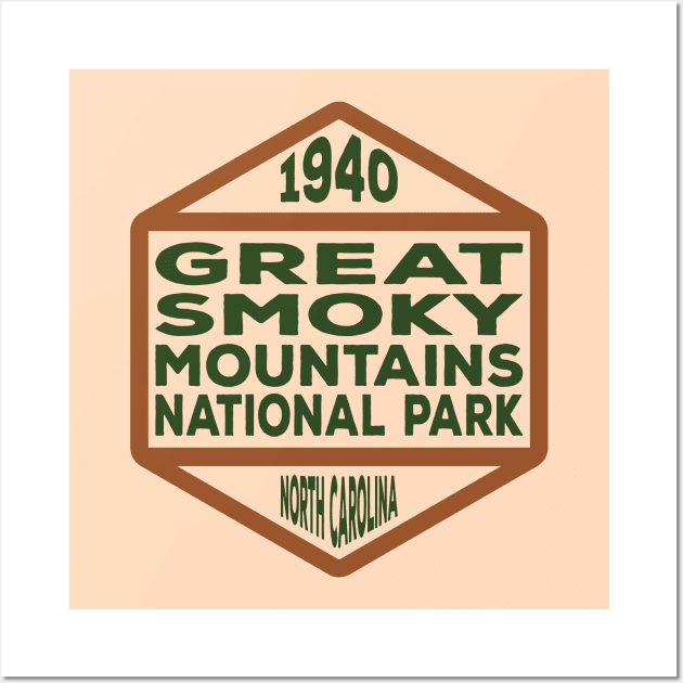 Great Smoky Mountains National Park North Carolina badge Wall Art by nylebuss